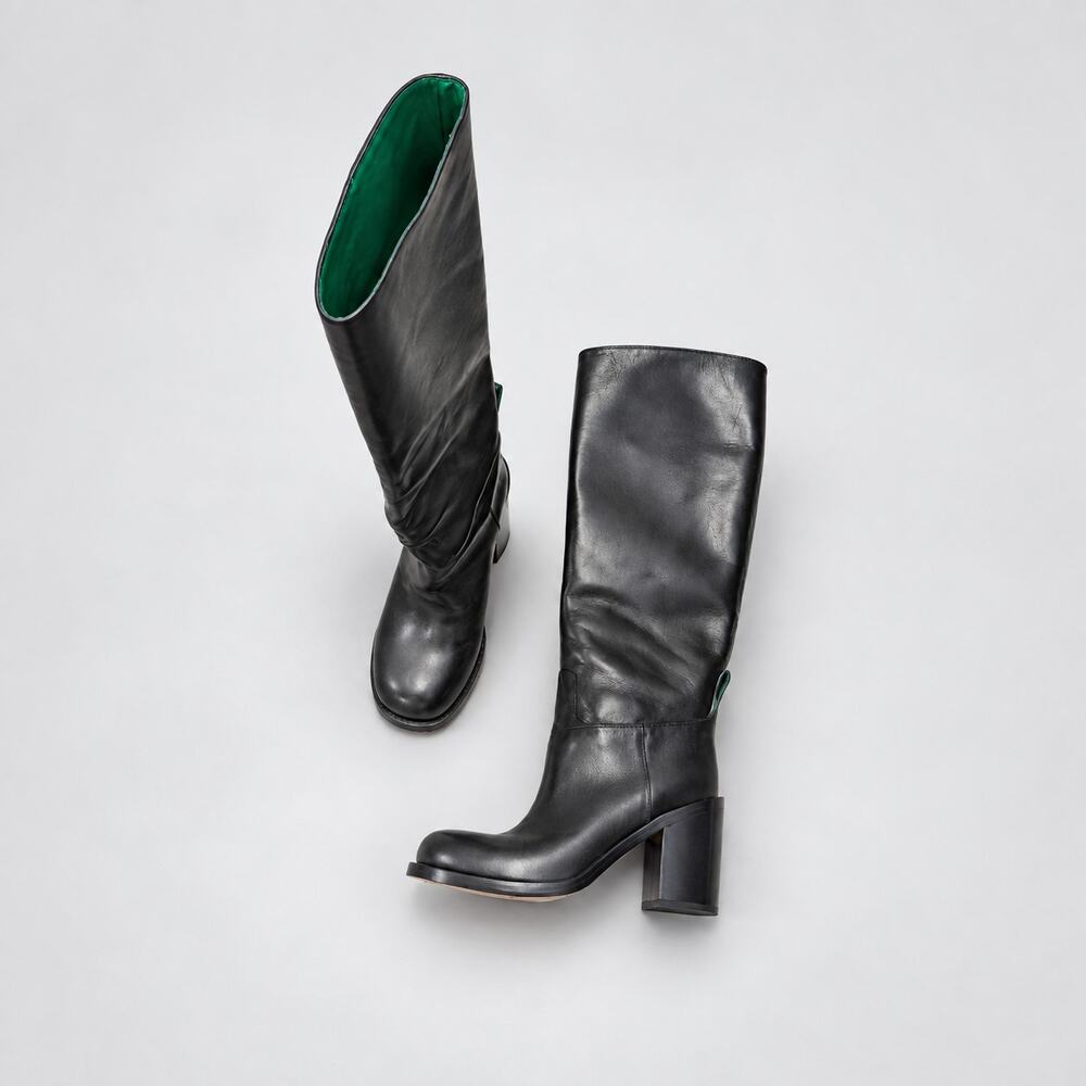 Bottega Veneta Cavallo Boots IT40/US10 Black Leather Horse High Made In Italy